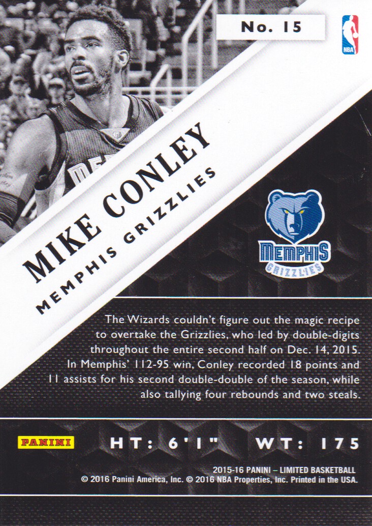 2015-16 Limited #15 Mike Conley back image
