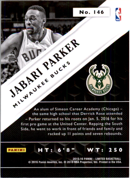 2015-16 Limited #146 Jabari Parker back image