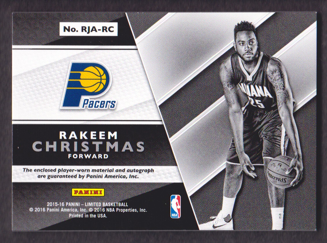 2015-16 Limited Rookie Jersey Autographs #31 Rakeem Christmas back image