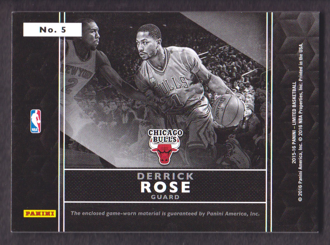 2015-16 Limited Team Trademarks #5 Derrick Rose/99 back image
