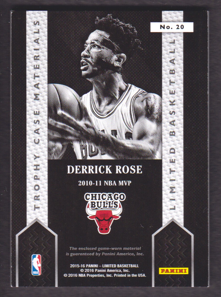 2015-16 Limited Trophy Case Materials #20 Derrick Rose/149 back image