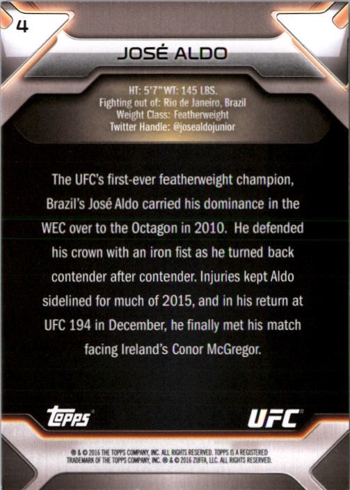2016 Topps UFC Knockout #4 Jose Aldo | eBay