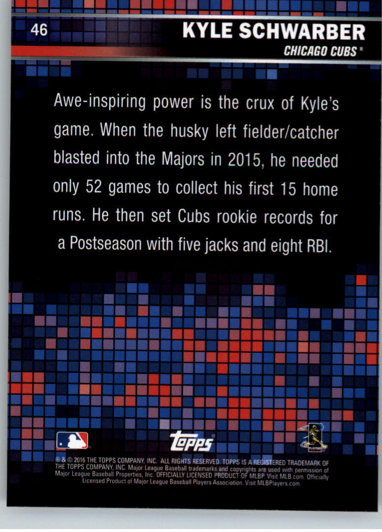 2016 Topps Marketside #46 Kyle Schwarber RC, Chicago Cubs, NMMT!!