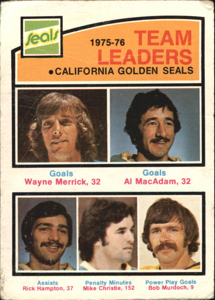 1976-77 O-Pee-Chee #383 Seals Leaders/Wayne Merrick/Al MacAdam/Rick Hampton/Mike Christie/Bob Murdoch