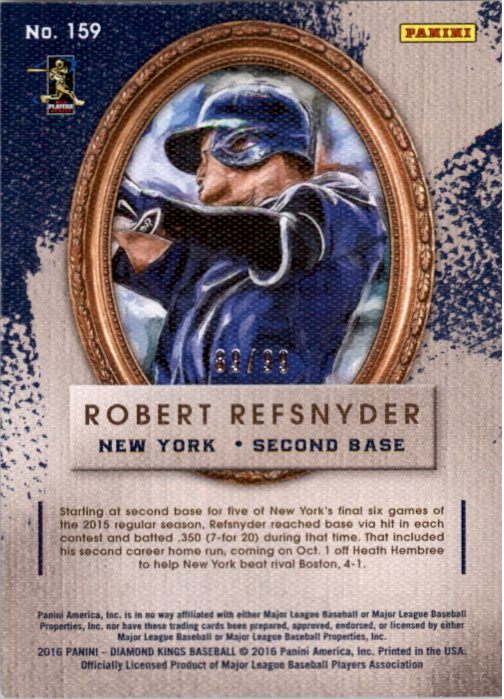 2016 Diamond Kings Artist's Proofs #159 Rob Refsnyder back image