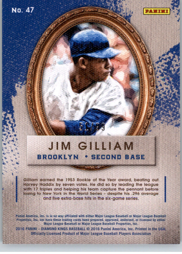 2016 Diamond Kings Framed Blue #47 Jim Gilliam back image