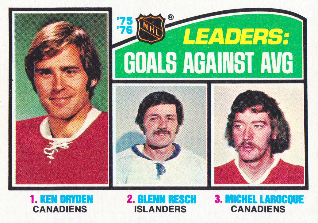 1976-77 Topps #6 Goals Against/Average Leaders/Ken Dryden/Glenn Resch/Michel Larocque