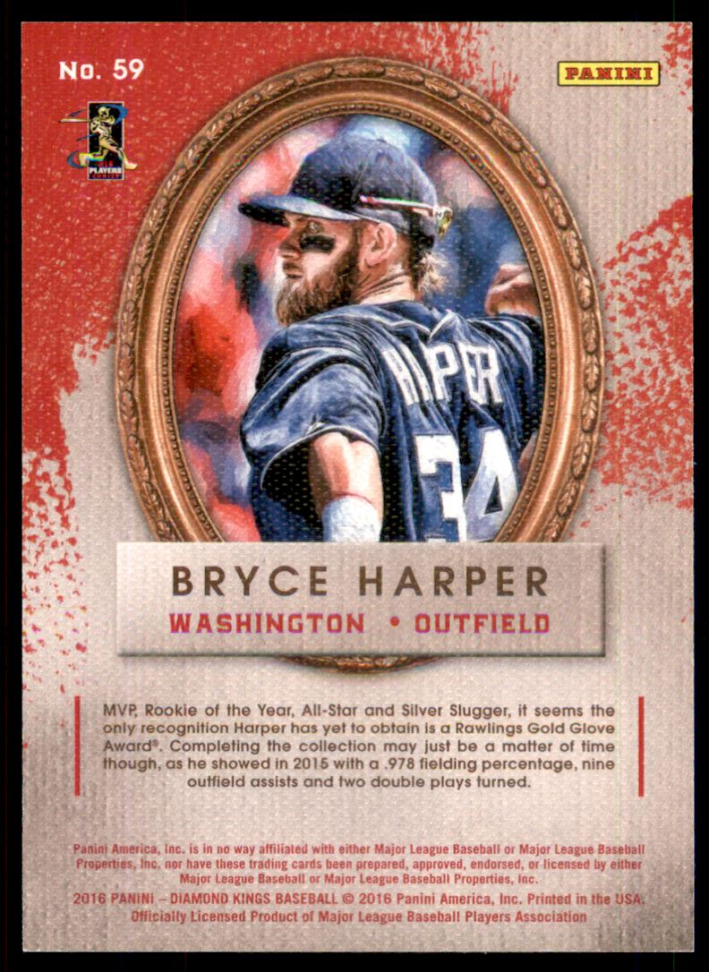 2016 Diamond Kings Framed Blue #59B Bryce Harper SP/Throwing back image