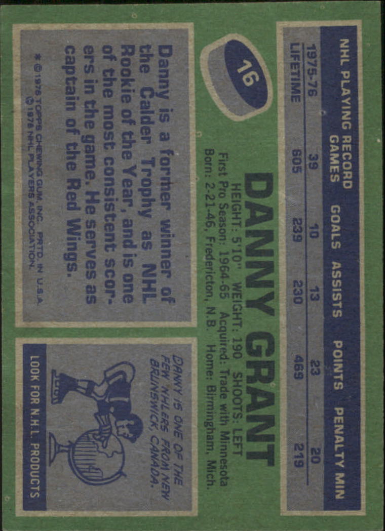1976-77 Topps #16 Danny Grant back image
