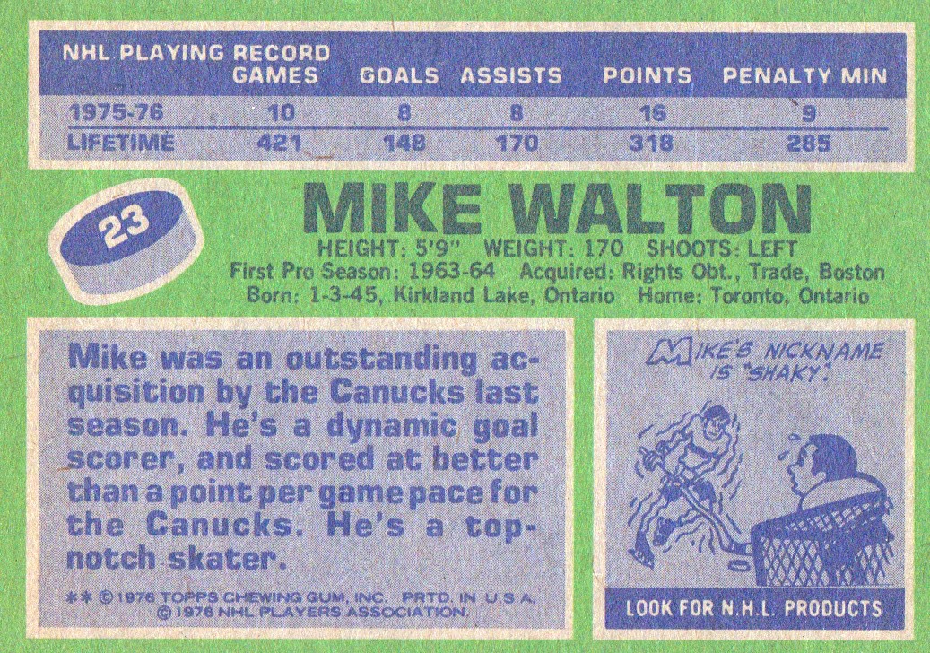 1976-77 Topps #23 Mike Walton back image