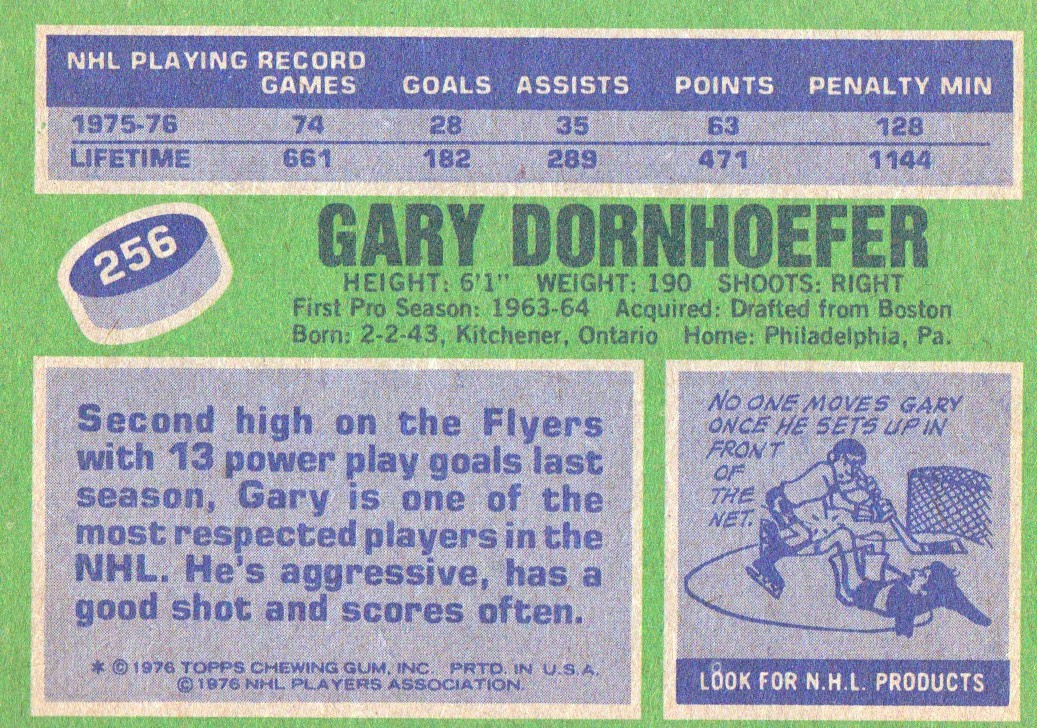 1976-77 Topps #256 Gary Dornhoefer back image