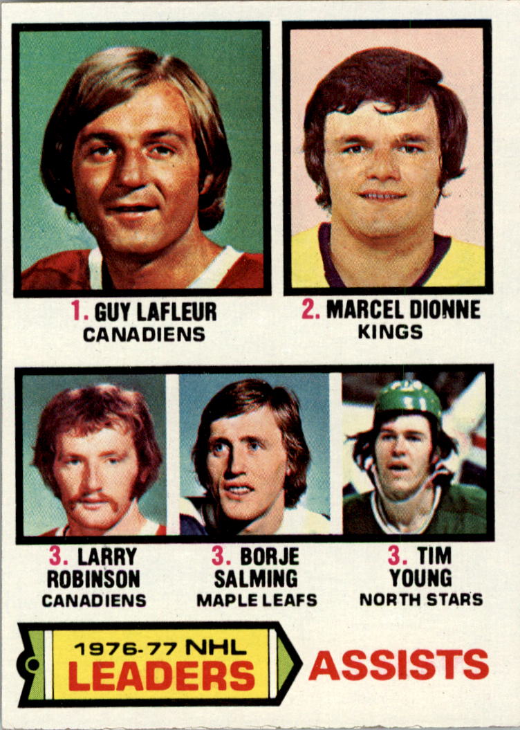 1977-78 Topps #2 Assists Leaders/Guy Lafleur/Marcel Dionne/Larry Robinson/Borje Salming/Tim Young