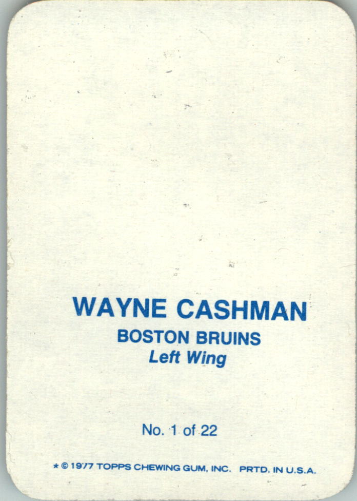 1977-78 Topps/O-Pee-Chee Glossy #1 Wayne Cashman back image