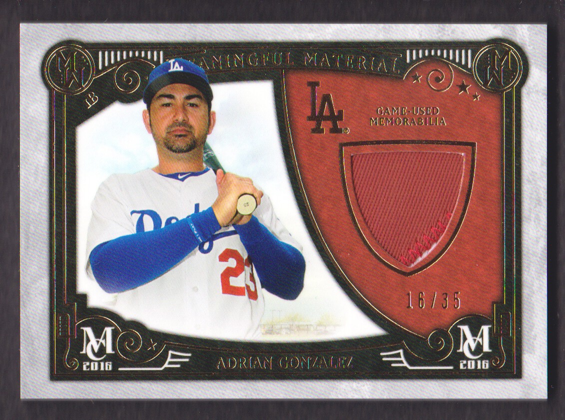 2016 Topps Museum Collection Meaningful Material Prime Relics Gold #MMPRAGZ Adrian Gonzalez