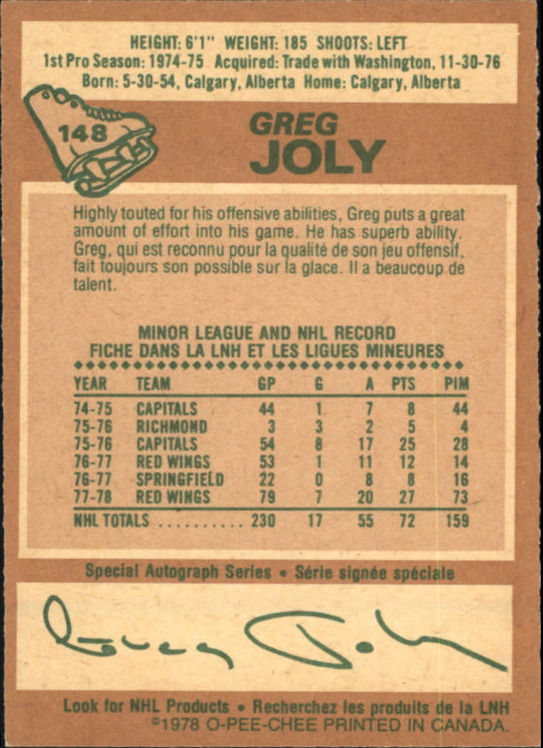 1978-79 O-Pee-Chee #148 Greg Joly back image
