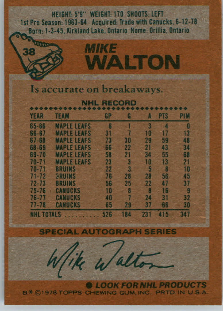 1978-79 Topps #38 Mike Walton back image
