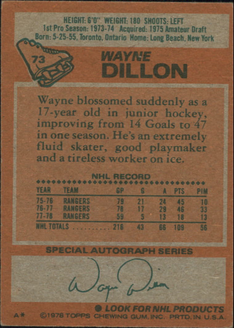 1978-79 Topps #73 Wayne Dillon back image