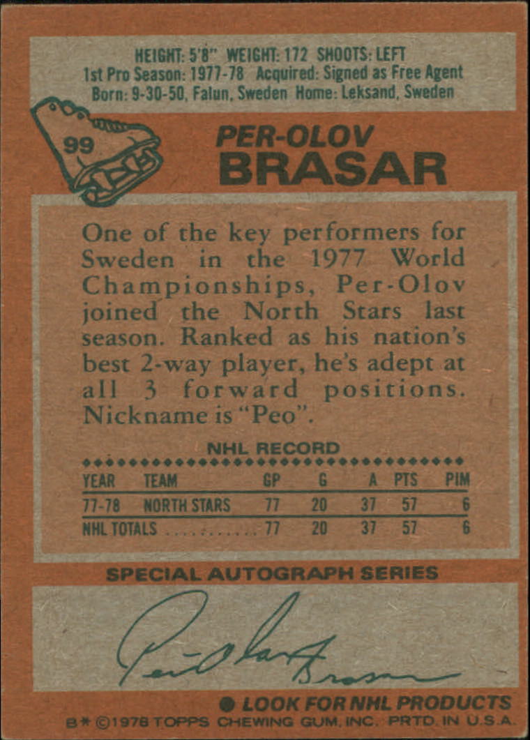 1978-79 Topps #99 Per-Olov Brasar RC back image