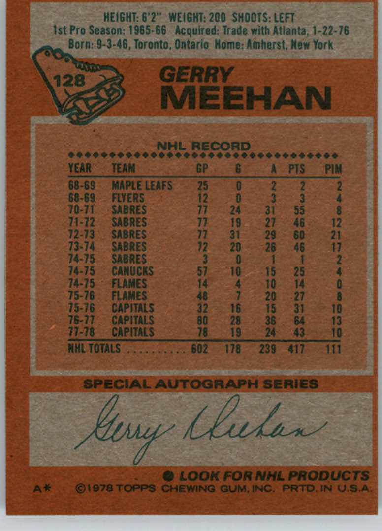 1978-79 Topps #128 Gerry Meehan back image