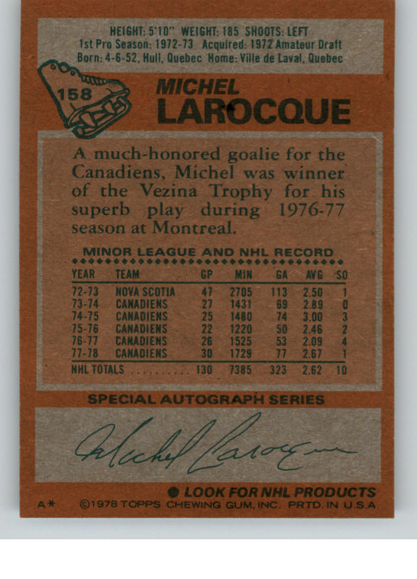 1978-79 Topps #158 Michel Larocque back image