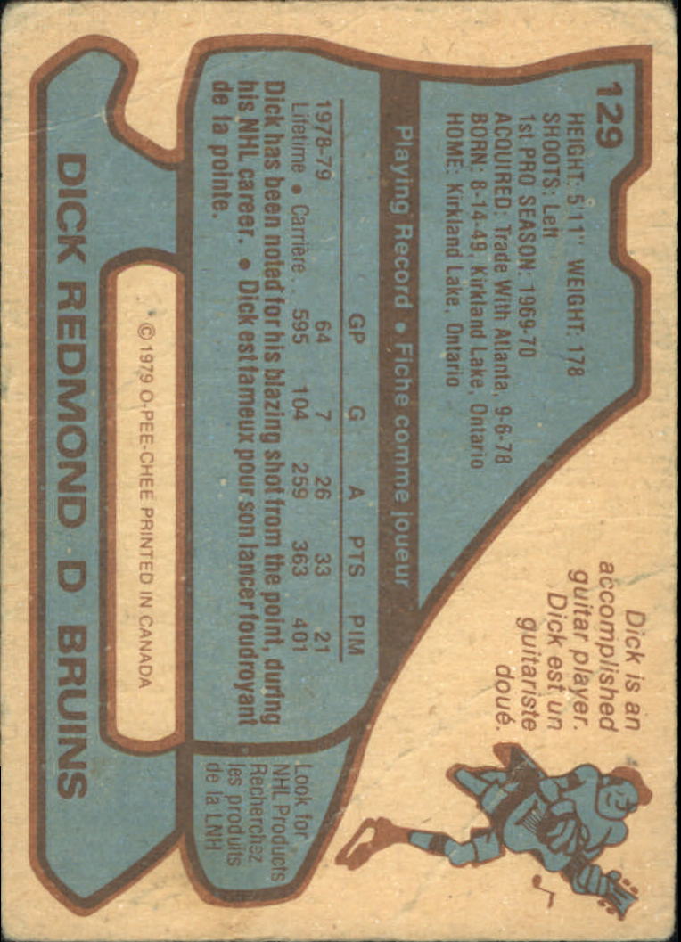 1979-80 O-Pee-Chee #129 Dick Redmond back image