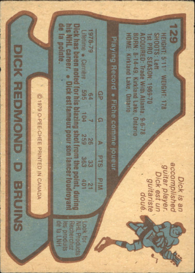 1979-80 O-Pee-Chee #129 Dick Redmond back image
