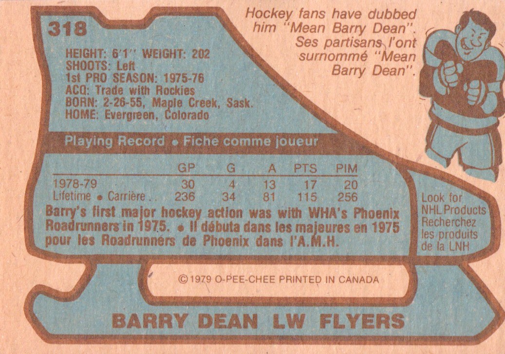 1979-80 O-Pee-Chee #318 Barry Dean back image