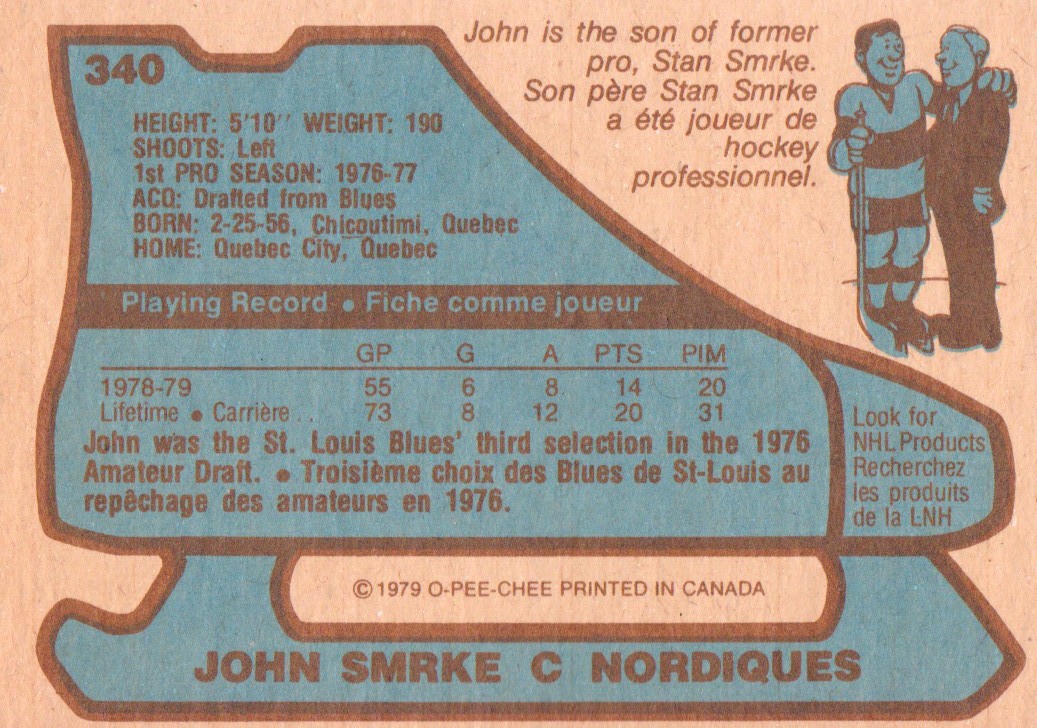 1979-80 O-Pee-Chee #340 John Smrke back image