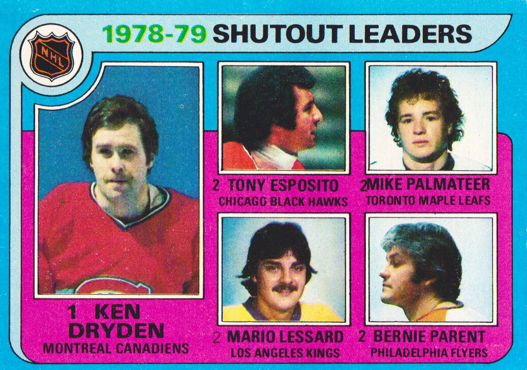 1979-80 Topps #8B Shutout Leaders COR/Ken Dryden/Tony Esposito/Mario Lessard/Mike Palmateer/Bernie Parent