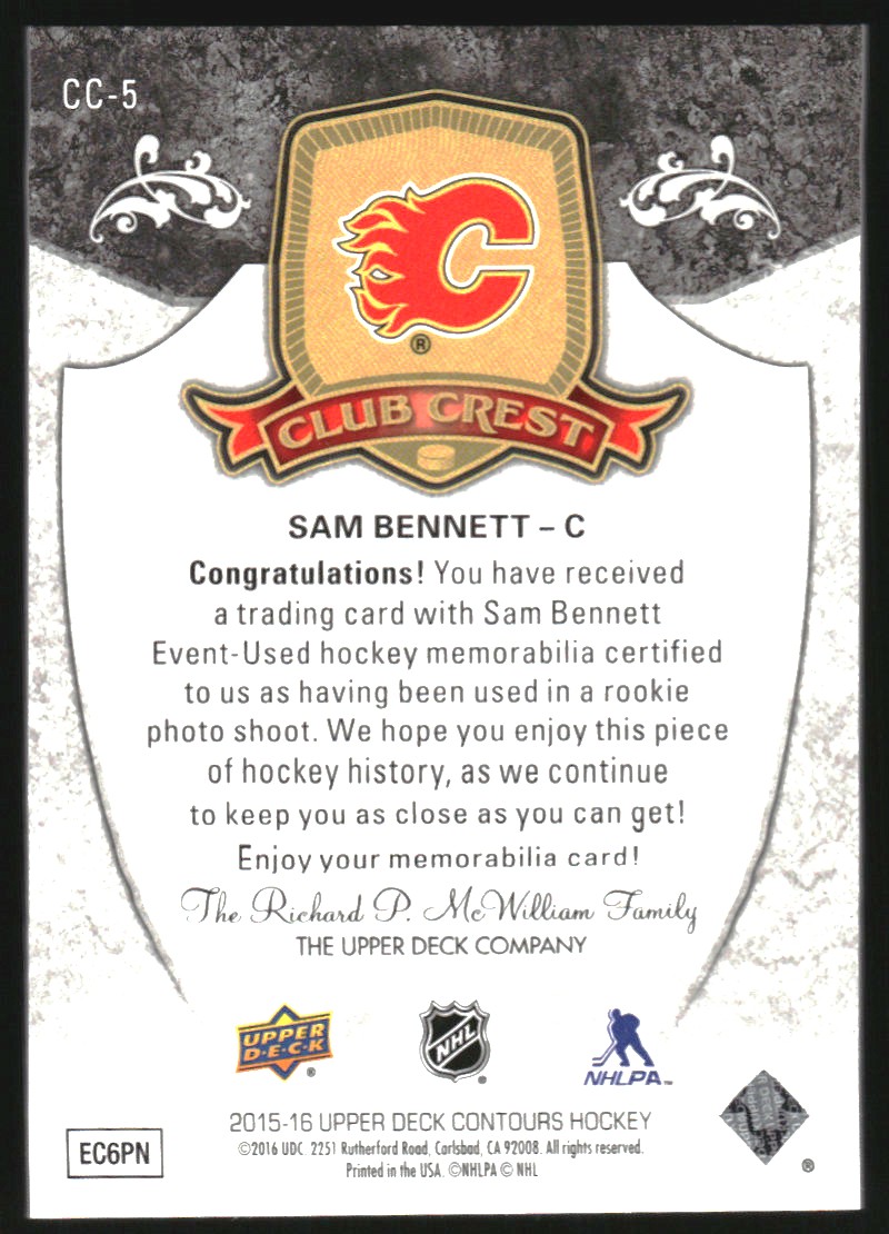 2015-16 Upper Deck Contours Club Crest Jerseys Patch #CC5 Sam Bennett