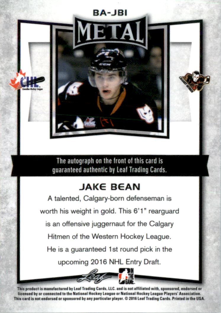 2015-16 Leaf Metal #BAJB1 Jake Bean back image