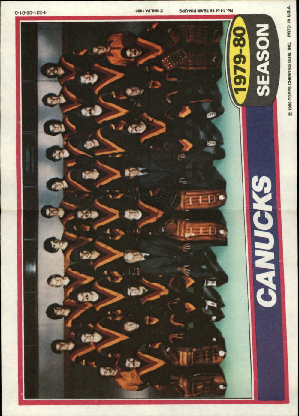 1980-81 Topps Team Posters #14 Vancouver Canucks