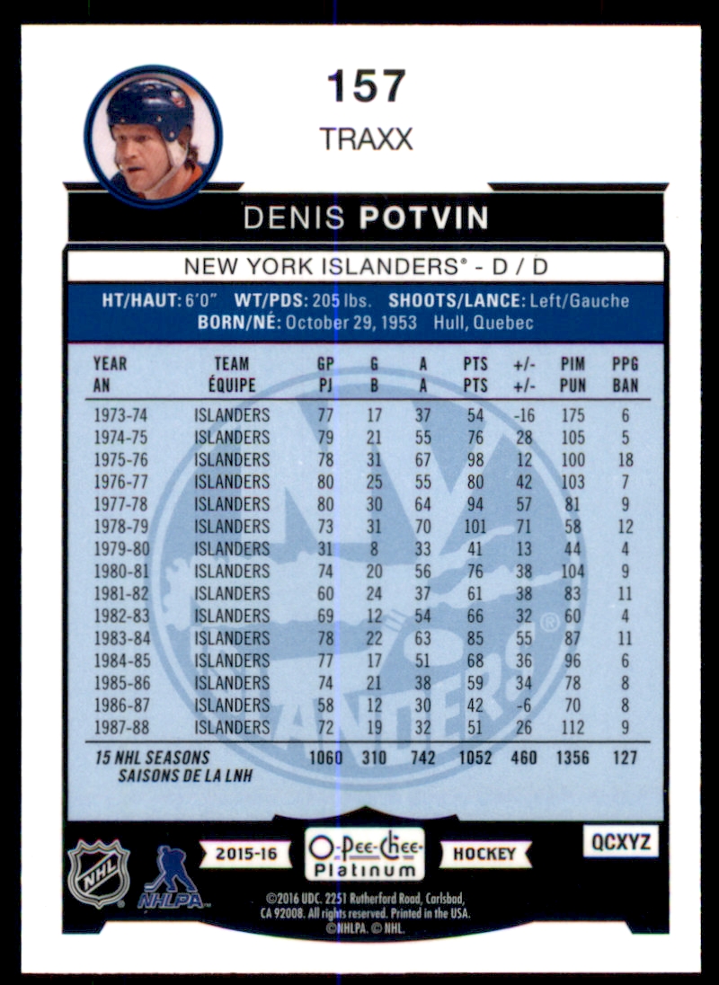 2015-16 O-Pee-Chee Platinum Traxx #157 Denis Potvin