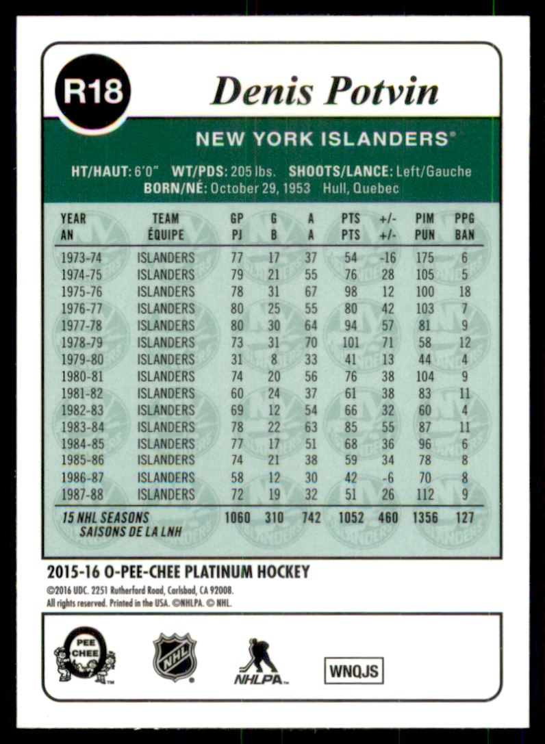 2015-16 O-Pee-Chee Platinum Retro Rainbow #R18 Denis Potvin