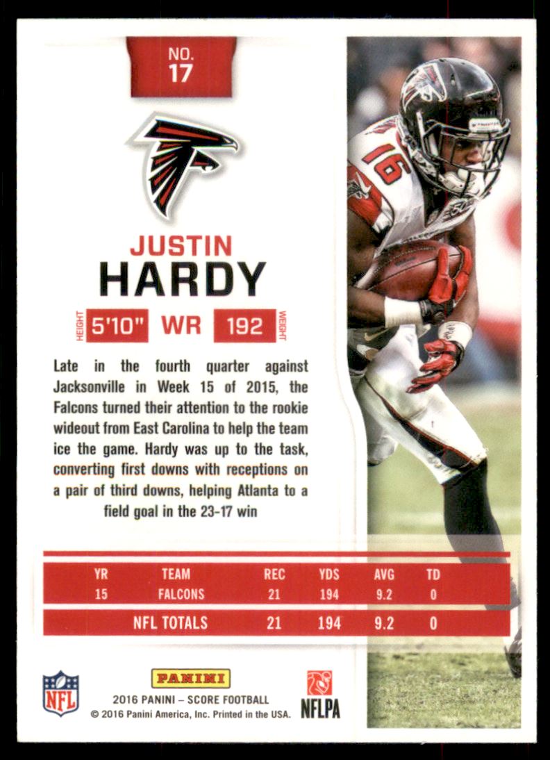 2016 Score Jumbo Red Zone #17 Justin Hardy back image