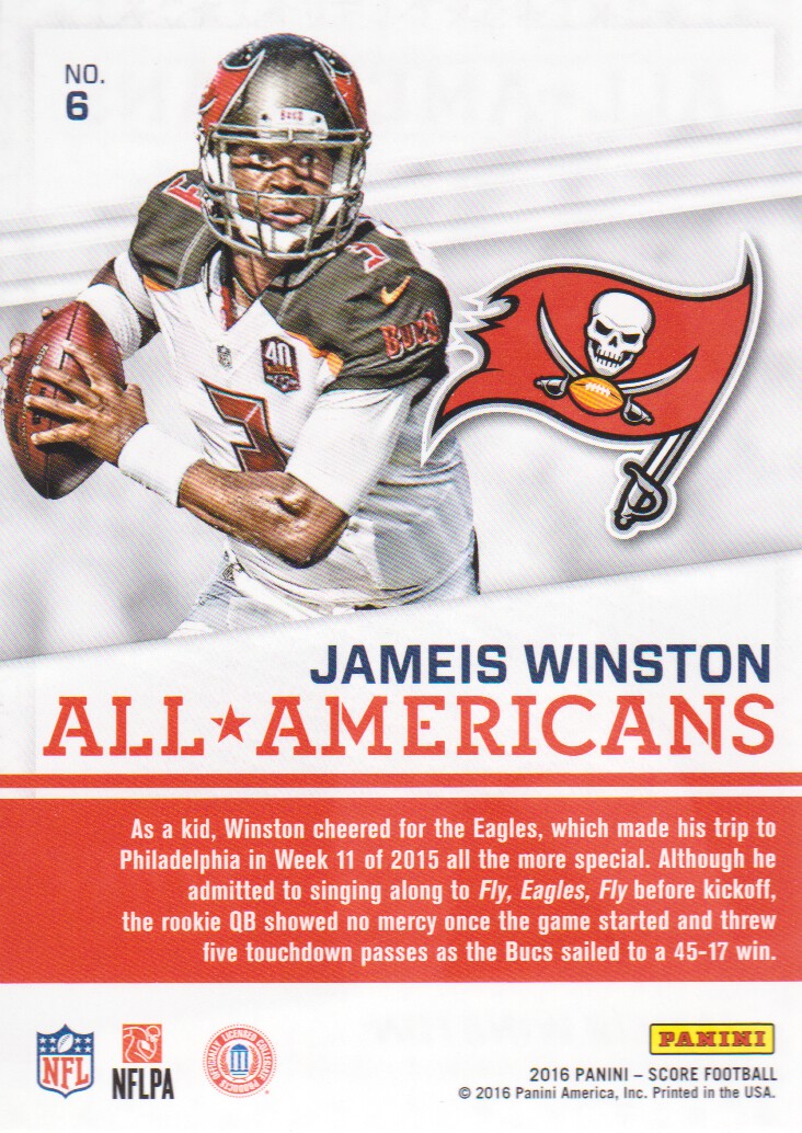 2016 Score All Americans Red #6 Jameis Winston back image