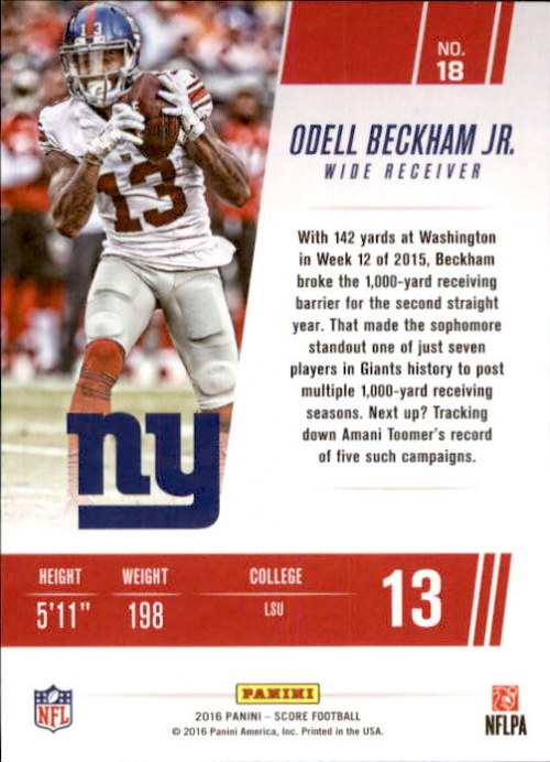 A4270- 2016 Score Football Insert +Parallel Cards1 -You Pick- 15+ FREE US SHIP - Picture 214 of 453