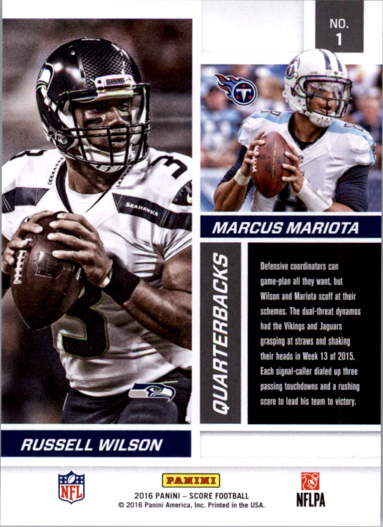2016 Score Reflections Green #1 Marcus Mariota/Russell Wilson back image