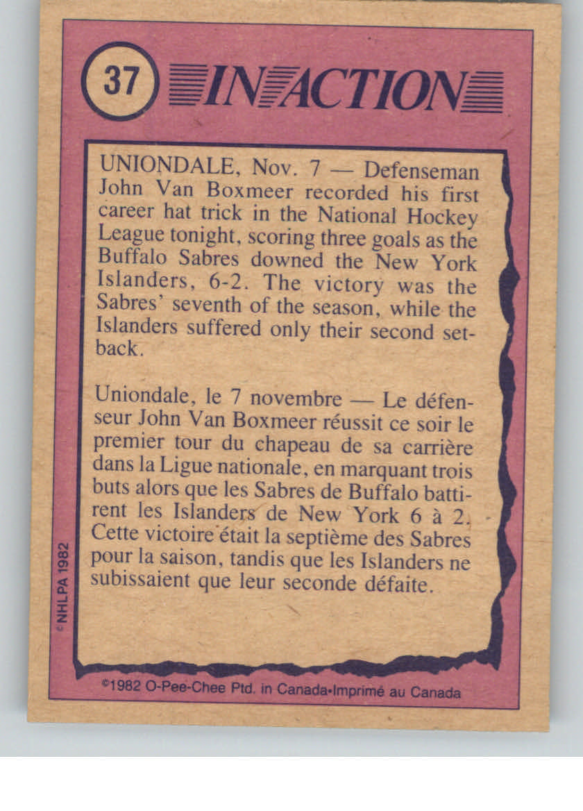 1982-83 O-Pee-Chee #37 John Van Boxmeer IA back image