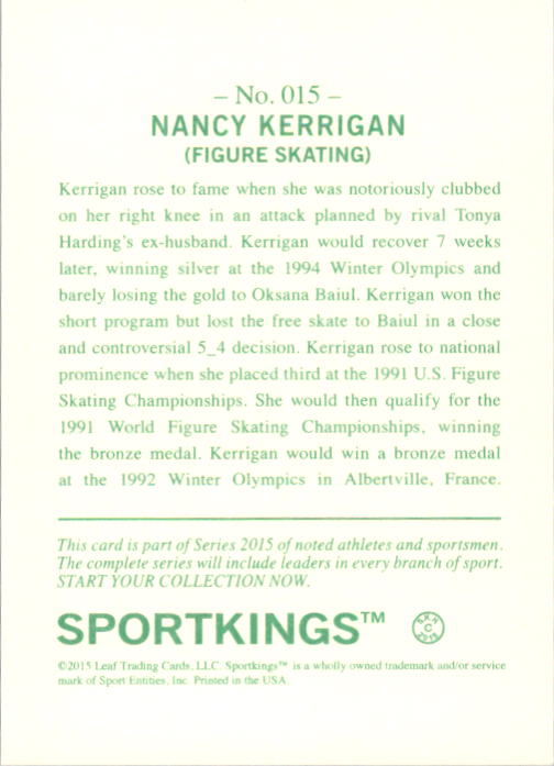 2015 Sportkings #15 Nancy Kerrigan back image
