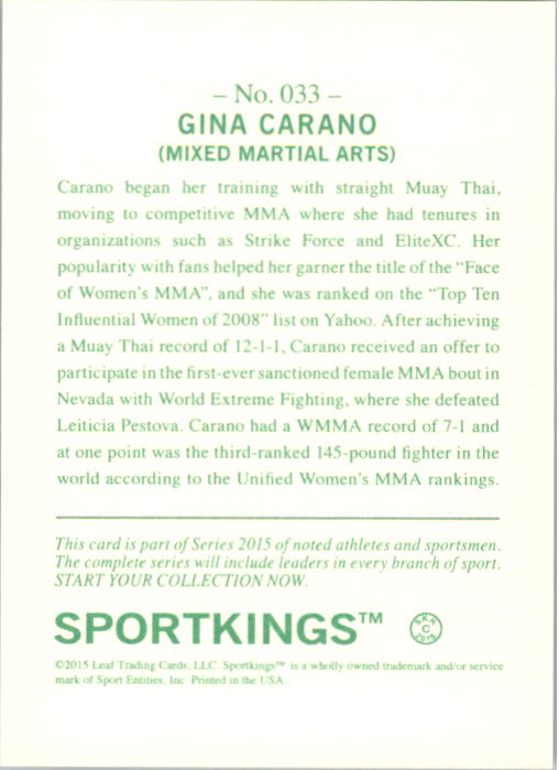 2015 Sportkings #33 Gina Carano back image