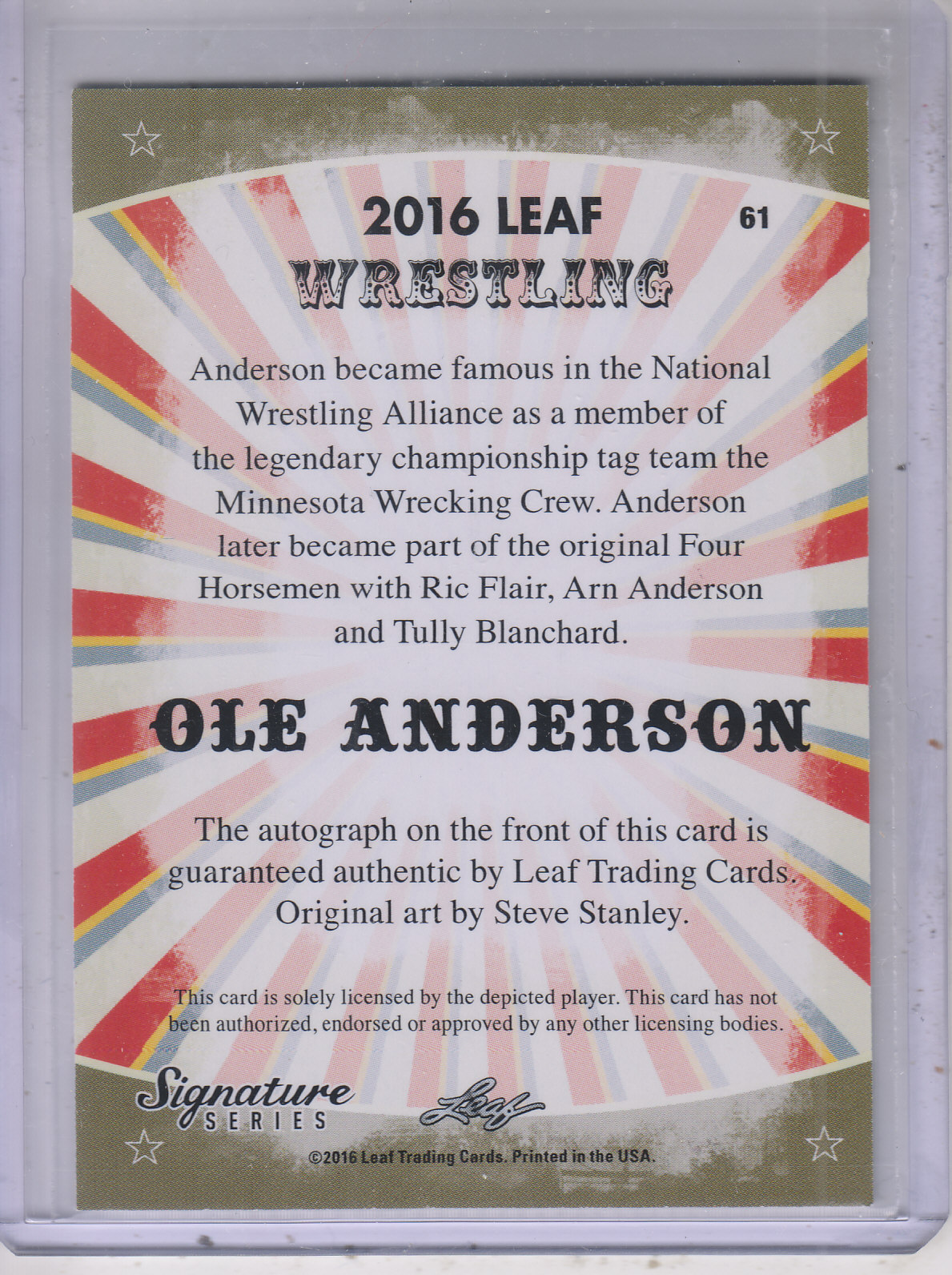 2016 Leaf Signature Series Wrestling #61 Ole Anderson back image