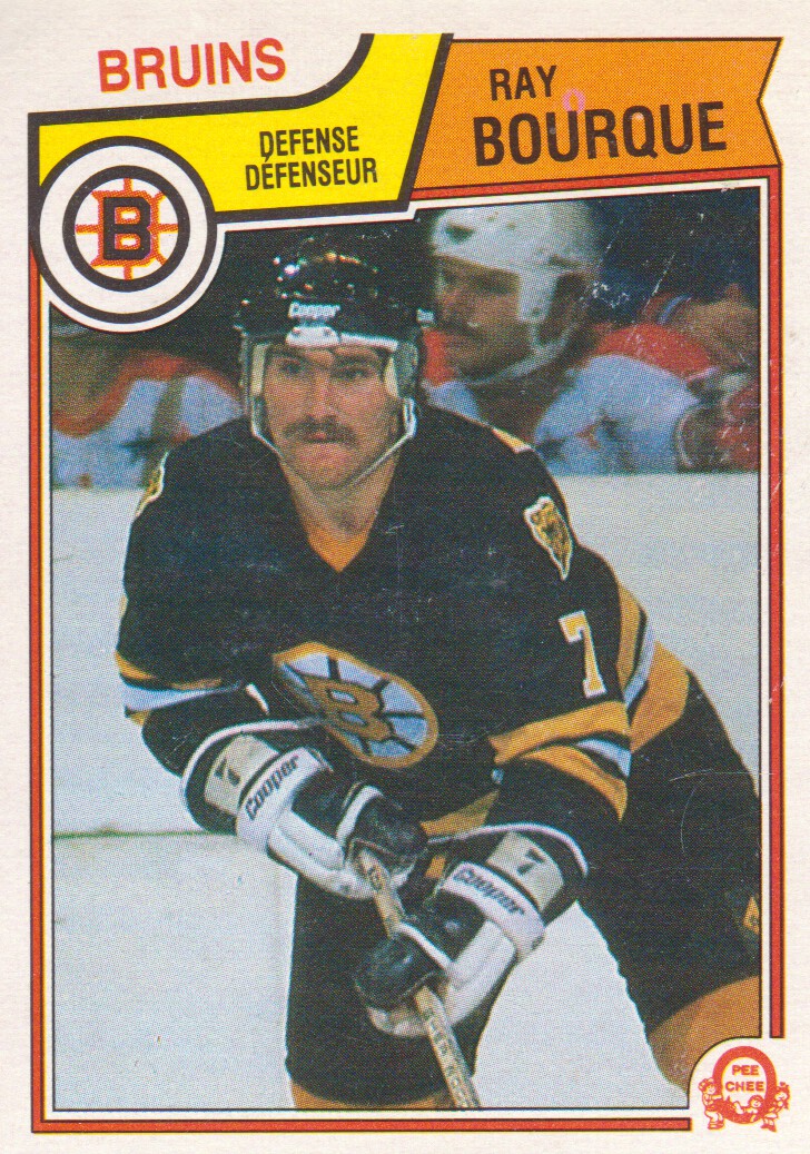 1983-84 O-Pee-Chee #45 Ray Bourque UER/Text on back indicates Ray/won the Calder in 1978-79