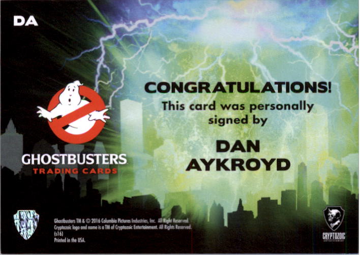 2016 Cryptozoic Ghostbusters Autographs #DA Dan Aykroyd as Dr. Raymond Stantz B back image