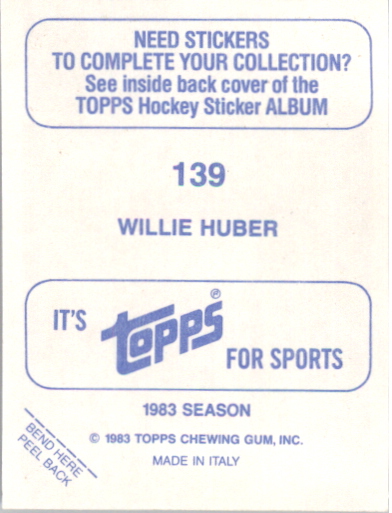 1983-84 Topps Stickers #139 Willie Huber