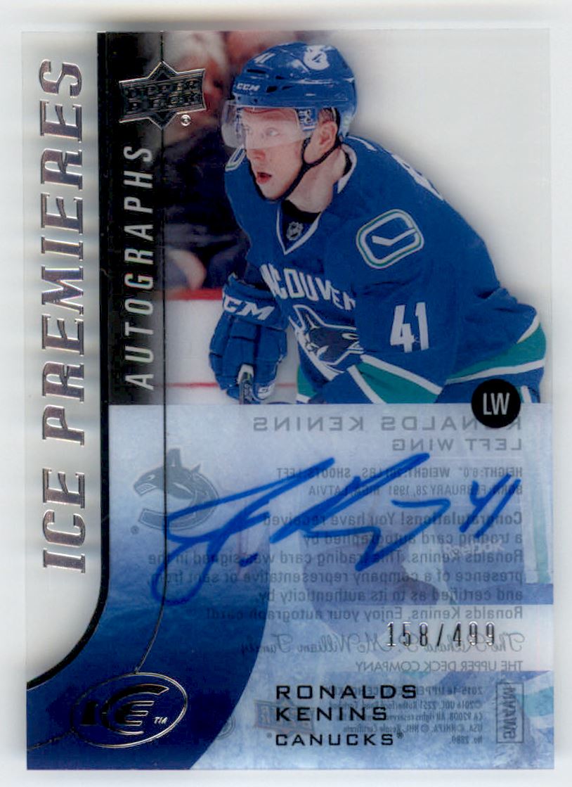 2015-16 Upper Deck Ice Ice Premieres Autographs #IPARK Ronalds Kenins AU/499