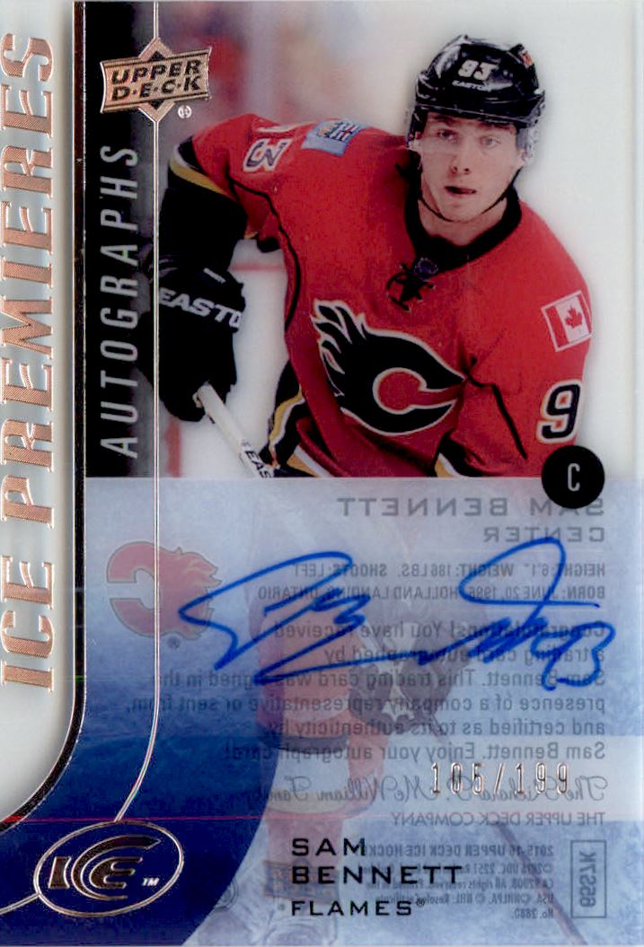 2015-16 Upper Deck Ice Ice Premieres Autographs #IPASB Sam Bennett AU/199