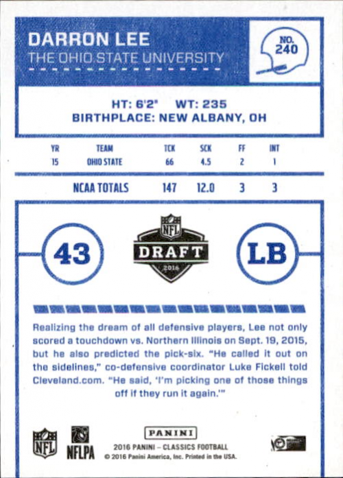 A0711- 2016 Classics Football #s 287-300 +Inserts -You Pick- 15+ FREE US SHIP - Picture 45 of 76