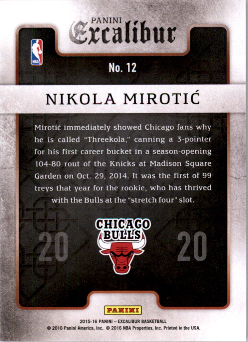 2015-16 Panini Excalibur Team 2020 Silver #12 Nikola Mirotic