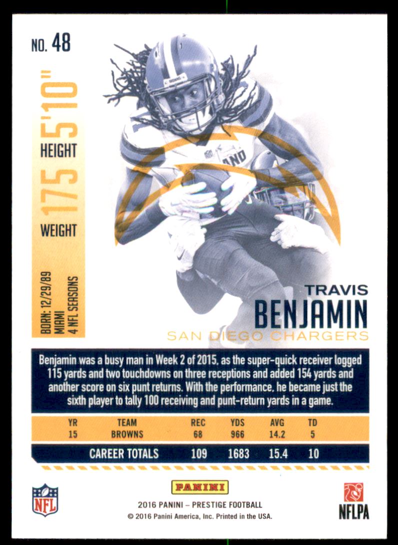 2016 Prestige Xtra Points Red #48 Travis Benjamin back image